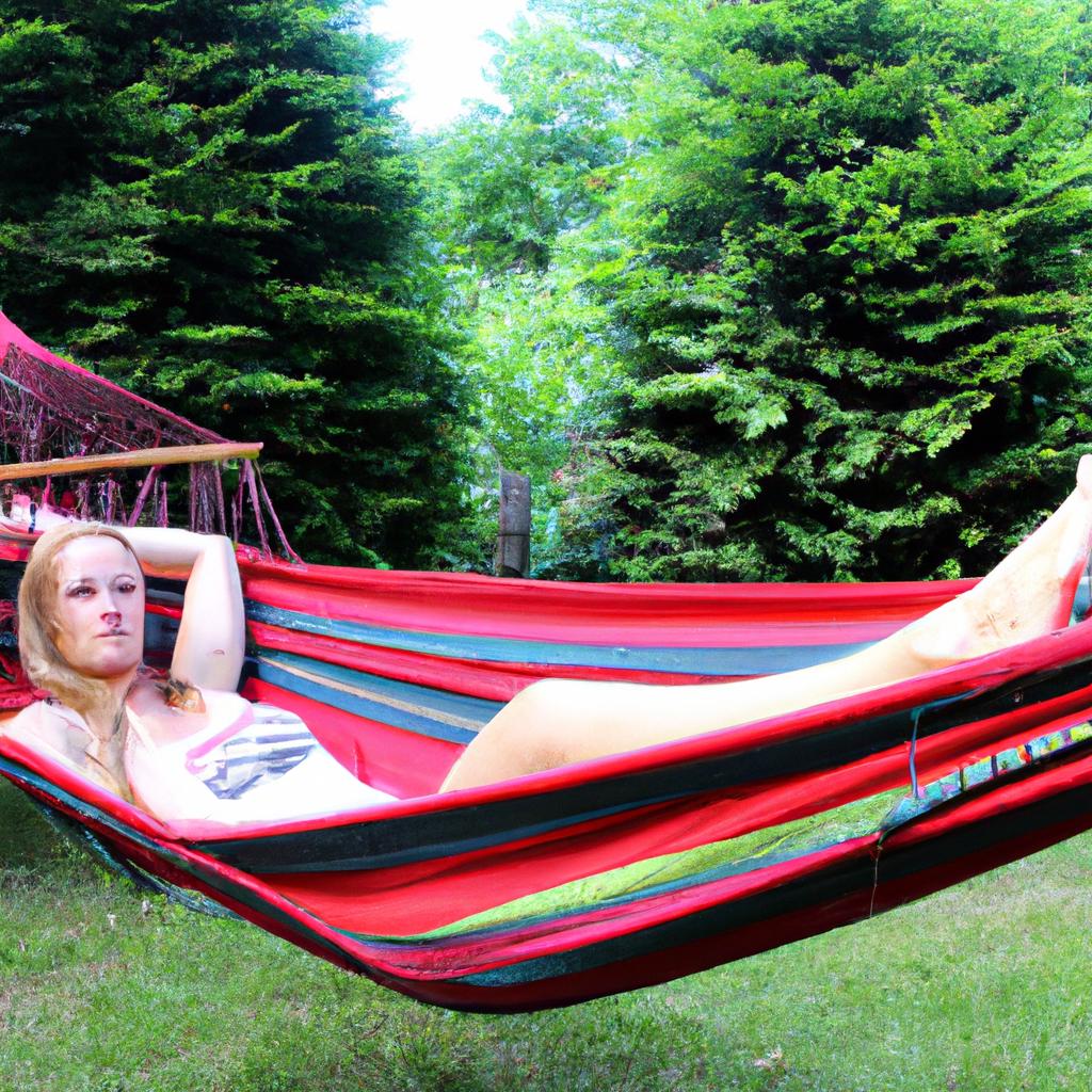 Woman lounging on a hammock